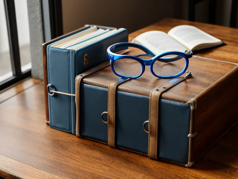 A blue 'Family Security' binder with tabs and reading glasses on a desk.