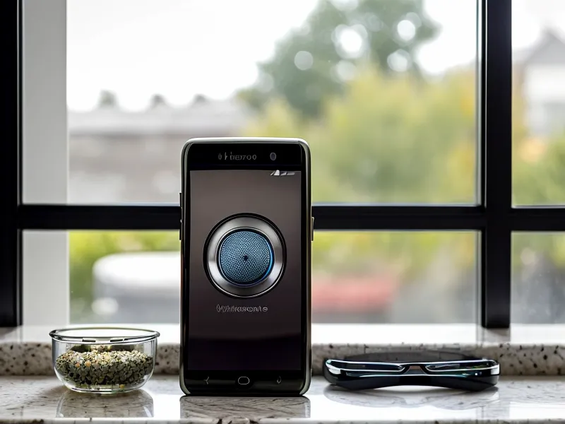 A smartphone displaying an identity protection app on a kitchen counter