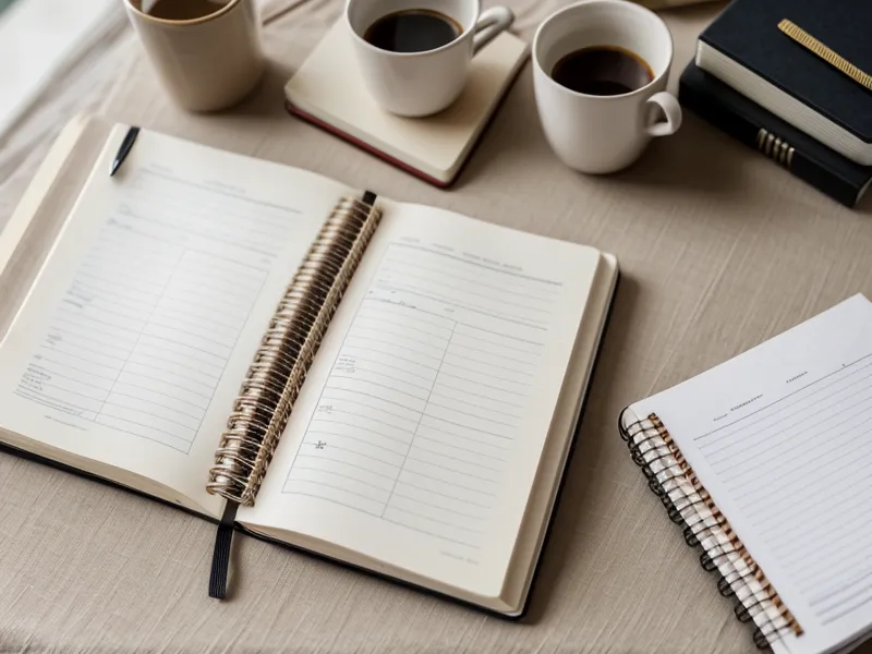 Close-up of a personal fraud log notebook and reading glasses.