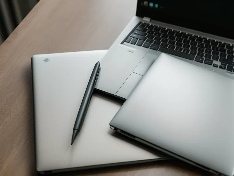 A laptop showing a job application next to a personal notebook on a table.