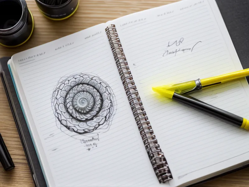 Handwritten notes in a spiral notebook next to a smartphone with a security alert