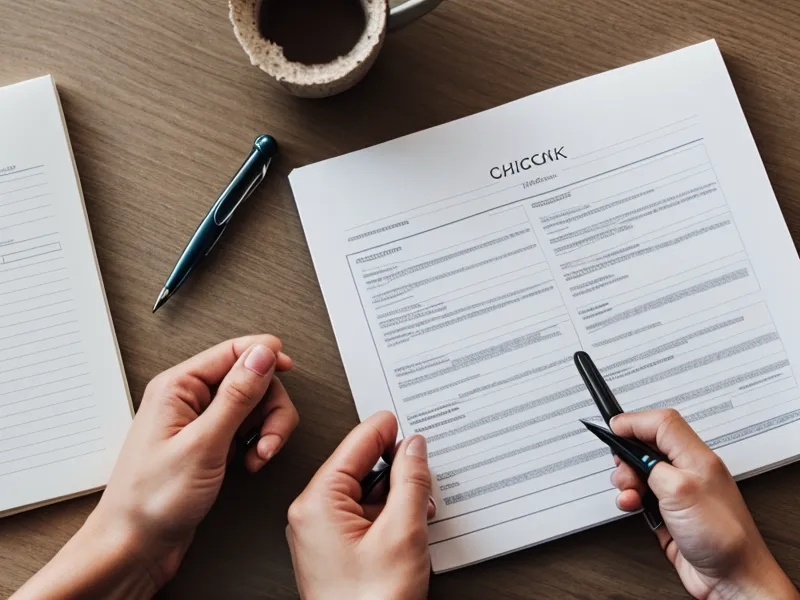 A hand checking off a list next to a laptop showing credit bureau names.