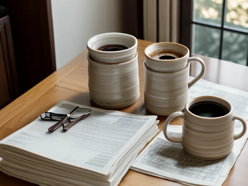 A stack of financial statements and mail on a clean kitchen counter